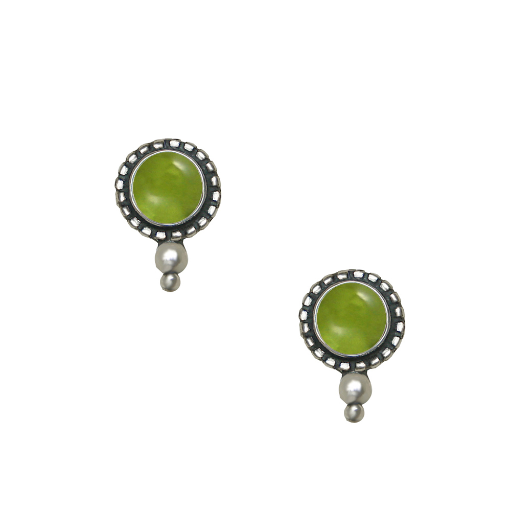 Sterling Silver Peridot Post Stud Earrings
